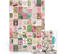 Puzzle per adulti da 2000 pezzi Collage vintage rosa e verde Fatto di carta，per età pari o superiore a 14 anni Giochi educativi Decorazione della casa Giochi Giocattoli Regalo。misurare：70x100cm