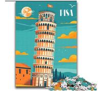 Puzzle per adulti da 2000 pezzi, illustrazione della Torre di Pisa, gioco per famiglie, antistress, sfida difficile, rafforza l'amore tra coppie, 70x100cm