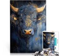 Puzzle per adulti da 2000 pezzi Ritratto di toro d'oro Fatto di cartone per e da 14 anni in su Giochi educativi Regali di Babbo Natale segreto misurare：70x100cm