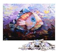 Puzzle per adulti da 500 pezzi con pesce e amo, puzzle in legno, divertenti giochi, regali di Natale, regalo di compleanno, 500 pezzi (52x38 cm)