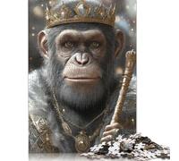 Puzzle per adulti da 500 pezzi del Re Scimpanzé, difficoltà elevata, rafforza le relazioni tra i membri della famiglia, 500 pezzi (52x38 cm)