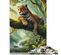 Puzzle per adulti da 500 pezzi, giaguaro nella giungla, puzzle in legno per adulti, gioco educativo, sfida giocattolo, 500 pezzi (52x38 cm)