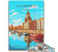 Puzzle per adulti da viaggio in Inghilterra e Liverpool, 1000 pezzi, arte interessante, riduzione dello stress, lista dei desideri con Babbo Natale per età 14 anni, 1000 pezzi (50x75cm)