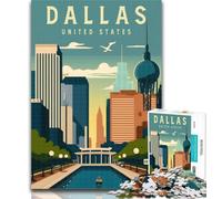 Puzzle per adulti Dallas Texas Stati Uniti Puzzle da 1000 pezzi per adulti e adolescenti, regalo di compleanno, regali, arte murale per bambini dai 14 anni in su 75x50cm
