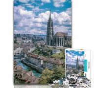 Puzzle per adulti della Cattedrale di Berna, Svizzera, 1000 pezzi, difficili da completare ma divertenti e spiritosi, decorazioni per la casa e regali unici (38x26cm)