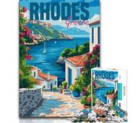 Puzzle per adulti dell'isola di Rodi, Grecia, 1000 pezzi, gioco stimolante e gioco per famiglie, ideale come regalo per tutta la famiglia, 38x26cm