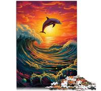 Puzzle per adulti di 1000 pezzi delfino Gli interessanti puzzle di riduzione dello stress sono ideali come regalo per tutta la famiglia 26x38cm