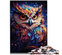 Puzzle per adulti di 1000 pezzi pittura colore animale gufo gioco di riflessione anti-stress sfida difficile per adolescenti dai 14 anni e oltre 26 x 38 cm