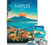 Puzzle per adulti di Napoli 1000 pezzi, giocattoli educativi per l'apprendimento, giochi per famiglie con poster abbinato e foglio di quiz 38x26cm