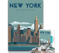 Puzzle per adulti di New York 1000, giocattoli educativi per l'apprendimento, giochi per famiglie con poster abbinato e foglio di quiz 75x50cm