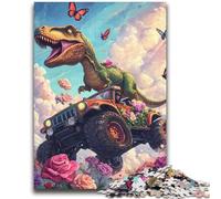 Puzzle per adulti "Dinosauri alla guida di un'auto", 1000 pezzi, difficile, modello da assemblare, attività divertenti da fare a casa, regalo di compleanno, regalo da viaggio (38x52cm)
