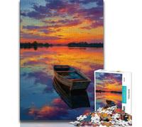 Puzzle per adulti dipinto a olio di una barca al tramonto puzzle per adolescenti gioco per famiglie antistress sfida difficile regali di Babbo Natale segreto (50x75cm)