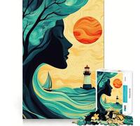 Puzzle per adulti "Donna,Albero e Mare" da 1000 pezzi,divertente per sviluppare la memoria,con incastri stabili e parti che non si spostano Compatto e divertente per i momenti di gioco in famiglia