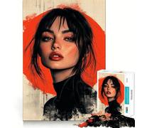 Puzzle per adulti "Donna con labbra rosse" da 1000 pezzi,gioco di potenziamento cognitivo,design a incastro preciso,regalo di compleanno,rompicapo (38x52cm)