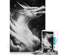 Puzzle per adulti "Drago Bianco nello Spazio" da 1000 pezzi,gioco di logica,regalo,taglio di precisione,attività rilassante di gruppo al chiuso (50x75cm)