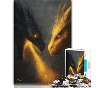 Puzzle per adulti Drago volante in oro nero 1000 pezzi Puzzle per adulti e adolescenti, giocattoli, giochi educativi, antistress, decorazioni per la casa uniche e regali 50x75cm