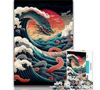 Puzzle per adulti "Dragon of Kanagawa" da 1000 pezzi con pezzi completamente interconnessi e di forma casuale per bambini di 14 anni (26x38cm)