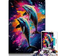 Puzzle per adulti Due delfini che saltano Puzzle da 1000 pezzi per adulti e adolescenti decorazione artistica da parete e idea regalo di compleanno per amici ufficio a casa (26x38cm)