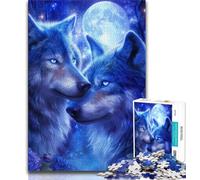 Puzzle per adulti "Due lupi blu", 1000 pezzi, sfida difficile e antistress, ideale come regalo per tutta la famiglia (75x50cm)