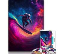 Puzzle per adulti e adolescenti, 1000 pezzi, Astronauta che fa surf nello spazio, sfida difficile antistress, ideale come regalo per tutta la famiglia (75x50cm)