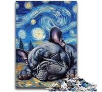 Puzzle per adulti e adolescenti, 1000 pezzi, bulldog francese, cielo notturno, giocattolo educativo intellettuale decomprimente, ottimi regali e giocattoli, 26x38cm
