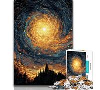 Puzzle per adulti e adolescenti, 1000 pezzi, castello nel cielo notturno, aiuta il cervello a esercitare i giocattoli avvincenti per coltivare la pazienza, collezione di artisti, belle arti (75x50cm)