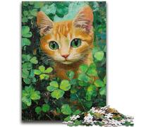 Puzzle per adulti e adolescenti 1000 pezzi Gatto tra le foglie verdi Giocattoli per l'intrattenimento della famiglia Gioco educativo per compleanno, Natale per età 14+ 26x38cm