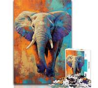 Puzzle per adulti e adolescenti, 1000 pezzi, puzzle a olio raffigurante un elefante, antistress, sfida difficile, ideale come regalo per tutta la famiglia, 75x50cm