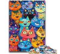 Puzzle per adulti e adolescenti, 1000 pezzi, puzzle di arte astratta, giocattoli per gatti, giochi educativi, antistress, adatti per la decorazione del desktop, 50x75cm
