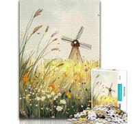 Puzzle per adulti e adolescenti, 1000 pezzi, puzzle fattoria mulino a vento, antistress, sfida difficile, ideale come regalo per tutta la famiglia (75x50cm)