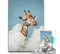 Puzzle per adulti e adolescenti, 1000 pezzi, puzzle Giraffa tra le nuvole, sfida difficile antistress, ideale come regalo per tutta la famiglia (38x26cm)