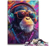 Puzzle per adulti e adolescenti,1000 pezzi,scimpanzé con le cuffie,puzzle per adulti,giochi di attività per famiglie impegnativi,giocattolo fai da te per la decorazione della parete di casa,regali