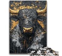 Puzzle per adulti e adolescenti 1000 pezzi Toro nero e oro antistress sfida difficile ideale come regalo per tutta la famiglia 26x38cm