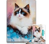 Puzzle per adulti e adolescenti a forma di gatto Ragdoll, aiuta il cervello a esercitare i giocattoli avvincenti per coltivare la pazienza, un'opera d'arte (38x26cm)