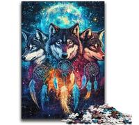 Puzzle per adulti e adolescenti, acchiappasogni a forma di lupo, antistress, sfida difficile, ideale come regalo per tutta la famiglia, 26x38cm