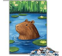Puzzle per adulti e adolescenti Capibara of The Pond, gioco stimolante, giocattoli, decorazioni da parete, regali unici per compleanno e Natale (dimensioni 50x75cm)