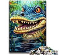 Puzzle per adulti e adolescenti, coccodrillo del Nilo psichedelico, puzzle per adulti, sfida di intelligenza cerebrale, giocattoli avvincenti per la decorazione della casa (75x50cm)