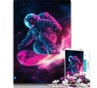 Puzzle per adulti e adolescenti con astronauti che fanno surf nello spazio, per ammazzare il tempo in vacanza con pezzi completamente incastrati e di forma casuale (50x75cm)