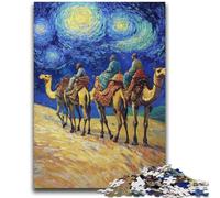 Puzzle per adulti e adolescenti con carovana nel deserto e cammelli, sfida difficile e antistress, adatto per la decorazione della scrivania (70X100cm)