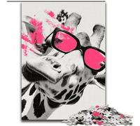 Puzzle per adulti e adolescenti con giraffa che indossa occhiali, un'offerta difficile e stimolante, un regalo per tutta la famiglia (26x38cm)