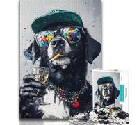 Puzzle per adulti e adolescenti con labrador che indossa occhiali, sfida di intelligenza cerebrale, giocattoli avvincenti per la decorazione della casa (38x26cm)