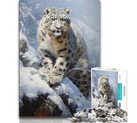 Puzzle per adulti e adolescenti con leopardo delle nevi, per ammazzare il tempo durante le vacanze, con pezzi completamente interconnessi e di forma casuale (50x75cm)