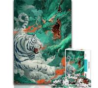 Puzzle per adulti e adolescenti con lotta tra draghi e tigri, difficili da completare ma divertenti e divertenti, regalo di compleanno, regali, arte murale (50x75cm)