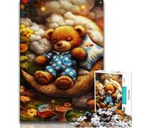 Puzzle per adulti e adolescenti con orsetto che dorme, giochi rilassanti, ideale come regalo per tutta la famiglia, 38x26cm