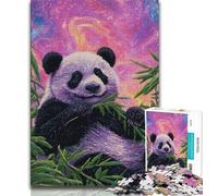 Puzzle per adulti e adolescenti con panda nella foresta di bambù, aiuta il cervello a esercitare i giocattoli avvincenti per coltivare la pazienza, un'opera d'arte (38x26cm)