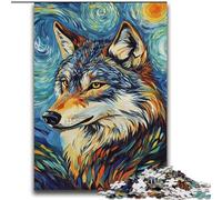 Puzzle per adulti e adolescenti con tema il lupo sotto il cielo notturno, gioco stimolante e gioco educativo per famiglie, per compleanni e Natale (70x100cm)