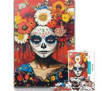 Puzzle per adulti e adolescenti con teschi messicani, aiuta il cervello a esercitare i giocattoli avvincenti per coltivare la pazienza e l'interazione genitore-figlio (50x75cm)