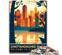 Puzzle per adulti e adolescenti con tramonto sul fiume Chattahoochee, antistress, per trascorrere il tempo in casa, per migliorare l'amore tra coppie, 1000 pezzi (50x75cm)