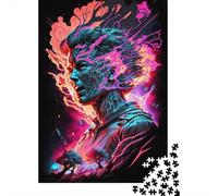 Puzzle per adulti e adolescenti con umani al neon in fiamme, gioco per famiglie di adulti e adolescenti, 1000 pezzi (75x50 cm)