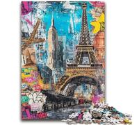 Puzzle per adulti e adolescenti da 1000 pezzi, collage di francobolli di Parigi, antistress, sfida difficile, ideale come regalo per tutta la famiglia, 26x38cm